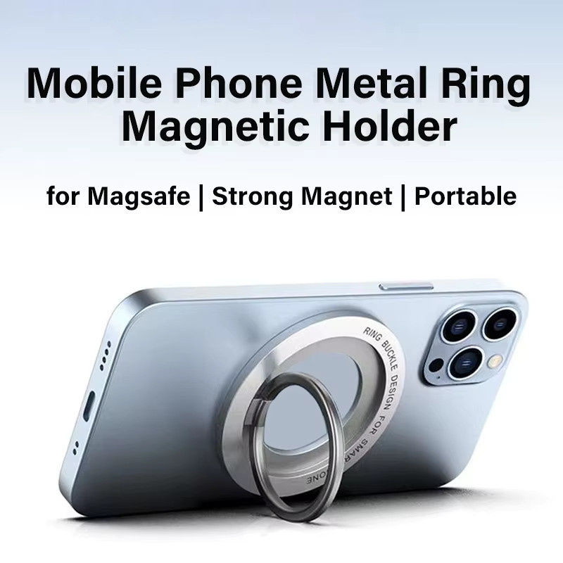 QGhappy Magnetischer Handyhalter für MagSafe mit Metall-Fingerring und faltbarem Ständer in Silber für iPhone 17 16 Pro Max - Bild 2