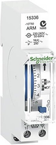 Schneider Electric 15336 Mechanische Zeitschaltuhr IH24h 1c ARM, 1 TE, 24 Std., 1 Kanal, 100 Std. Reserve, Weiß, DIN-Schienen-Montage - Bild 1