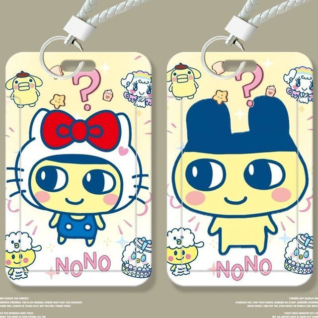Tamagotchi Kartenhalter aus Kunststoff mit Schiebedeckel für Buskarten und Campus-IDs in Multicolour - Bild 1
