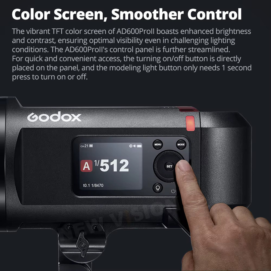 Godox AD600Pro II Kabelloser All-in-One Outdoor-Blitz 600W Schwarz mit TTL und Hochgeschwindigkeits-Synchronisation kompatibel mit Canon Nikon Sony Olympus - Bild 3