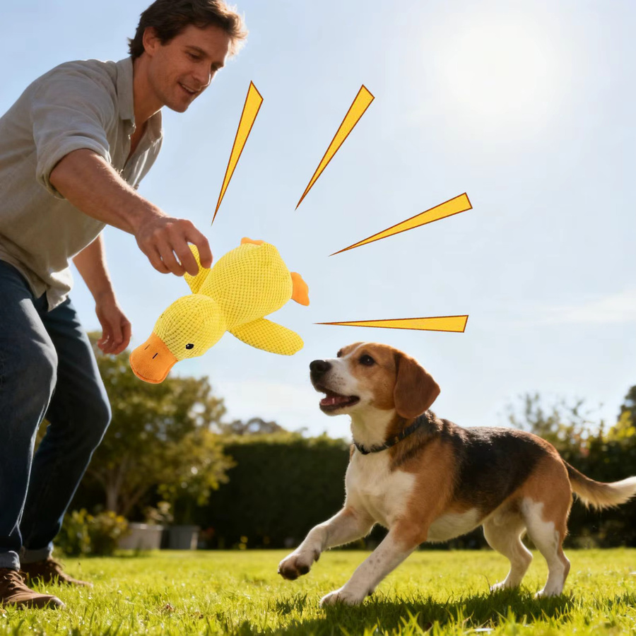 Beruhigendes Entenspielzeug für Hunde, quietschend, weich - Bild 2