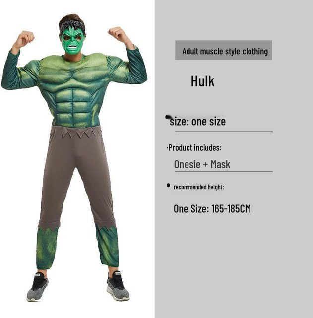 Marvel Hulk Muskelkostüm, Rollenspiel Outfit, Grau, Grün - Bild 1