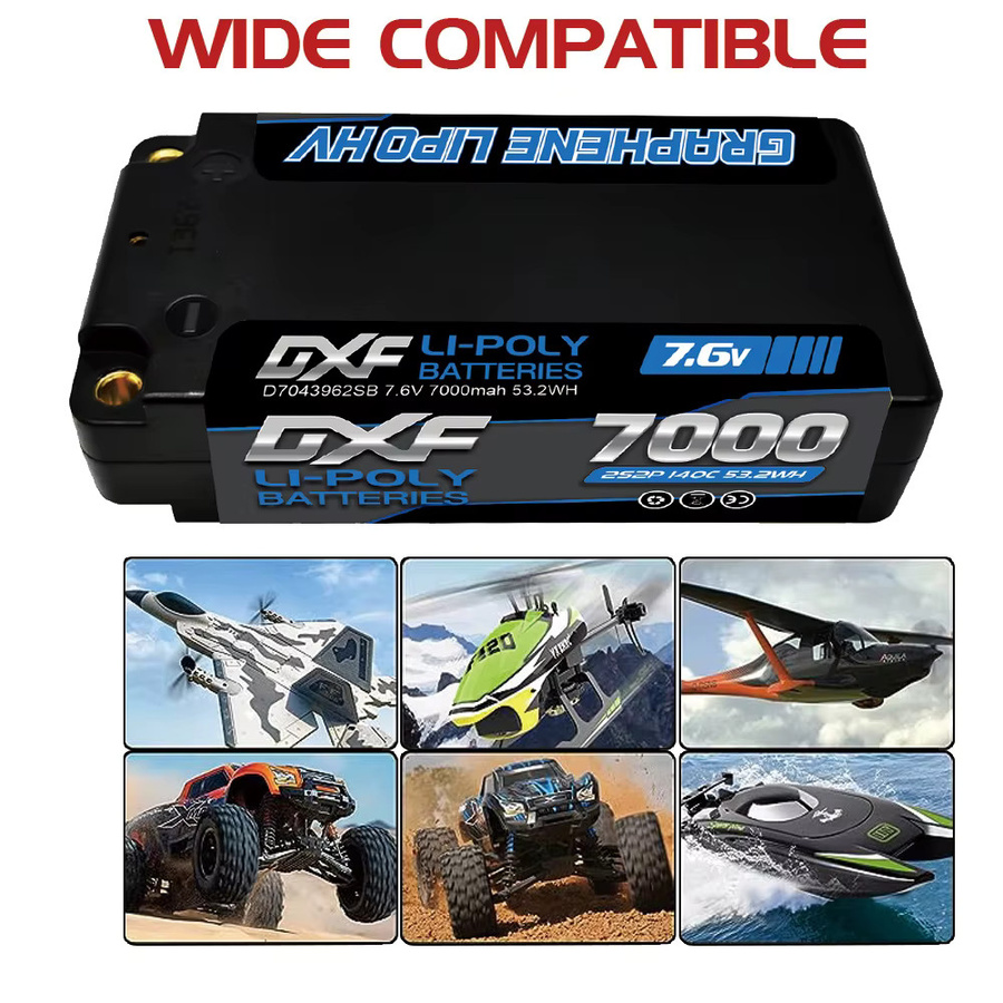 DXF 2S Shorty Lipo Akku 7,6V 140C 7000mAh 5mm T Plug Hardcase - Bild 4