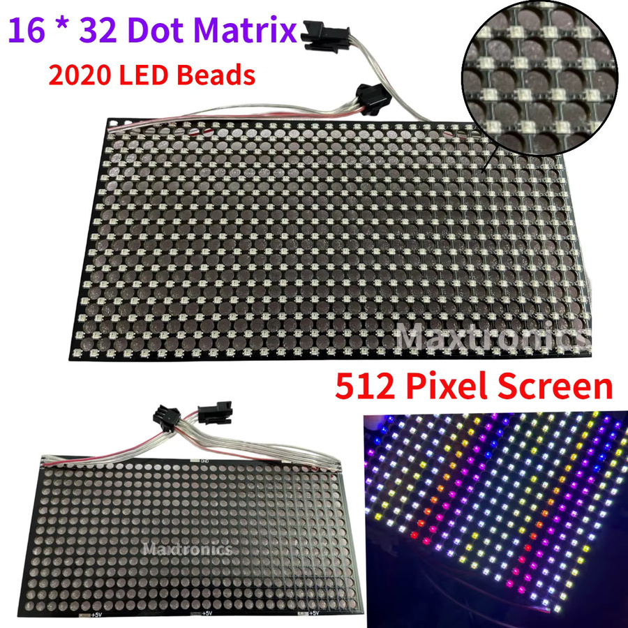SAGE LU MEI WS2812 RGB LED Screen Panel, programmierbare 16x32 Vollfarbe Dot Matrix, 5V, SPI Protokoll, B/H: 80 x 160 mm, Multicolor - Bild 2