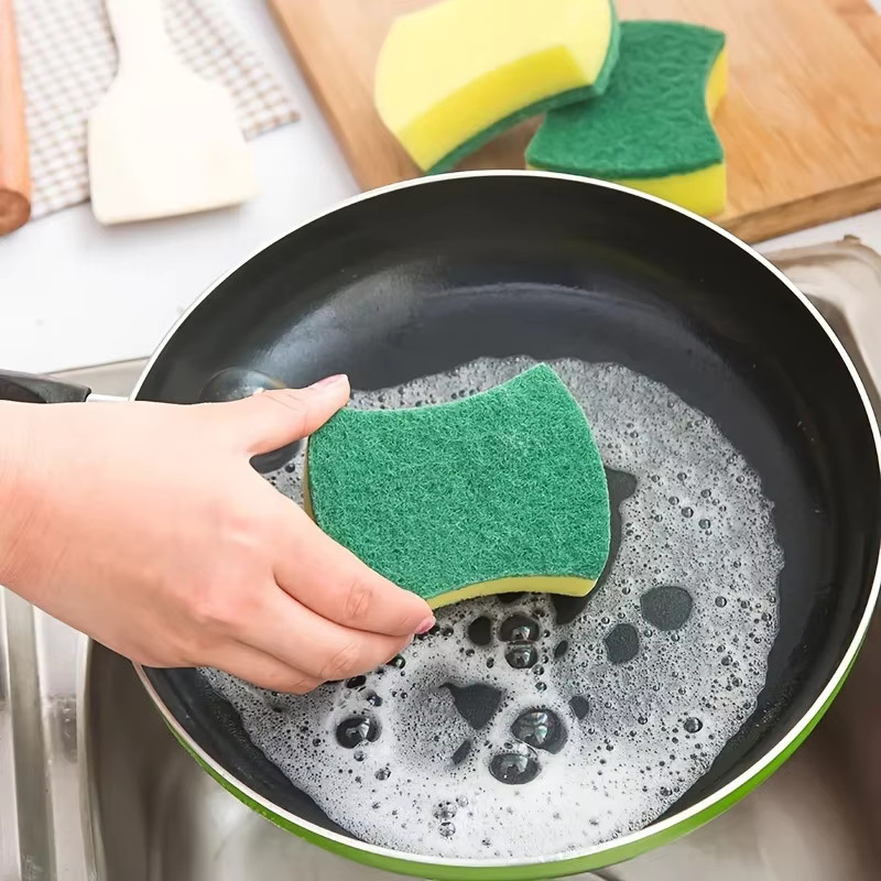 6/12er-Pack Küchenschwammschrubber gelb, kratzfeste Scheuerschwämme für das Geschirrspülen und die Haushaltsreinigung - Bild 5