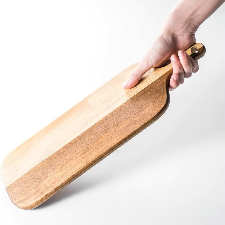 FEB.WIND Holz-Schneidebrett aus Massivholz mit Griff, quadratisches Servierbrett für Käse, Brot und Charcuterie, Braun, B/T/H: 35,0 x 35,0 x 1,8 cm - Bild 2