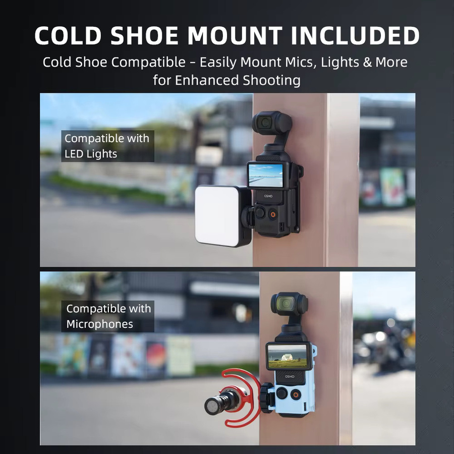 Flymile Magnetischer Ständer-Erweiterungsadapter für DJI Osmo Pocket 3 mit Kaltschuhhalterung, Schwarz - Bild 2