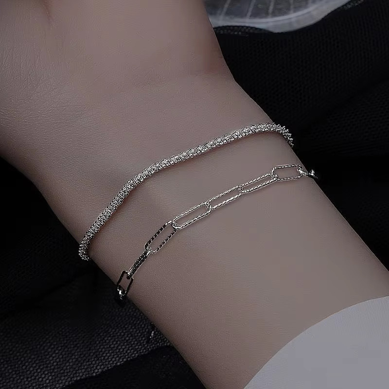 Doppelketten-Armband 925 Silber, Damen - Bild 2