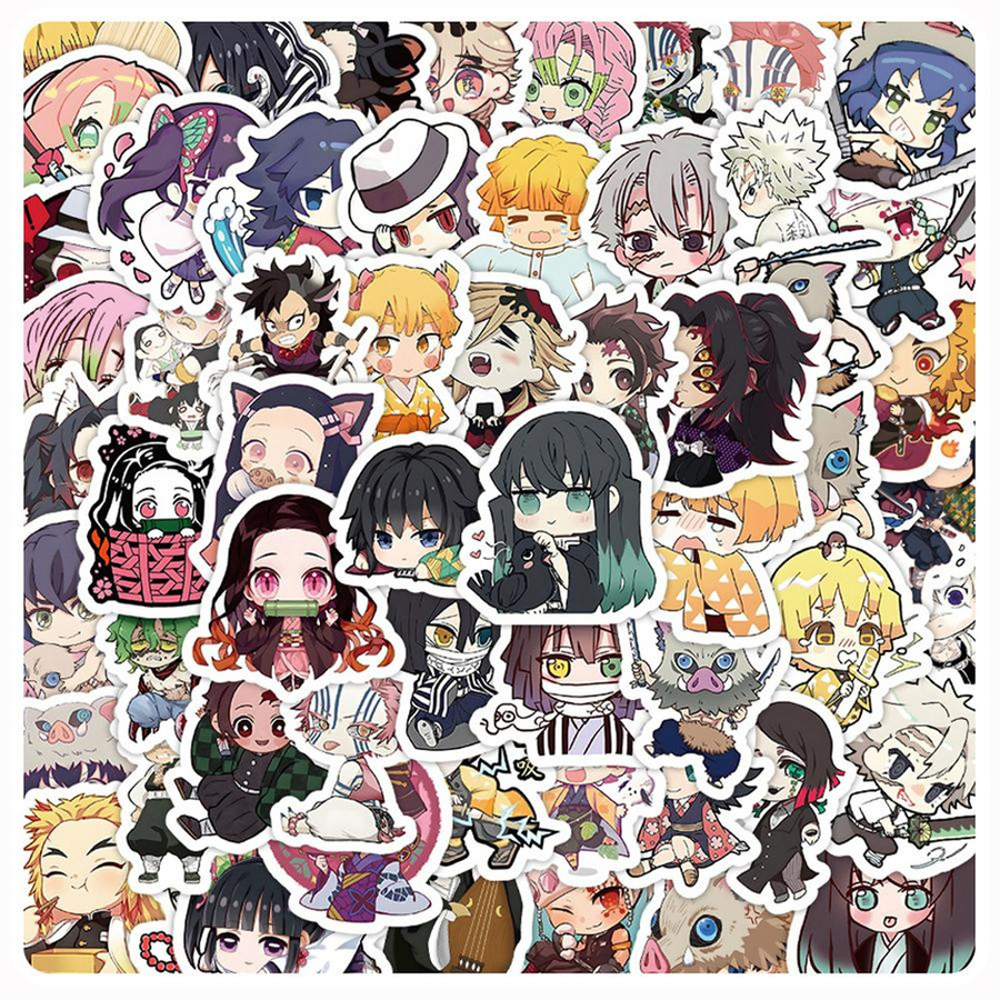 Wasserdichte Kawaii Anime Aufkleber Kimetsu No Yaiba Dämonentöter Motiv für Laptop und Gepäck, Mehrfarbig - Bild 5