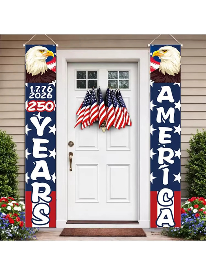 VIKAMA 250 Jahre Amerika Banner-Set 1776-2026 Patriotische Dekoration mit Bald Eagle für Tür und Veranda, B/H: 180 x 30 cm - Bild 4