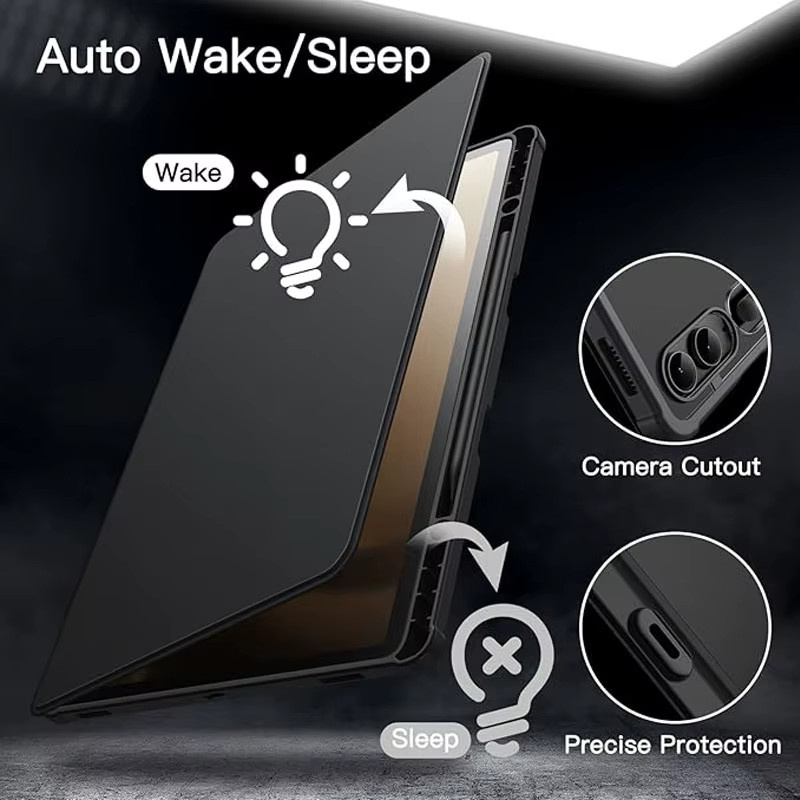 Samsung Smart Case Schutzhülle für Galaxy Tab A9 Plus, S9, S10 Plus, FE und S7/S8, Schwarz, 360 Grad Schutz - Bild 1