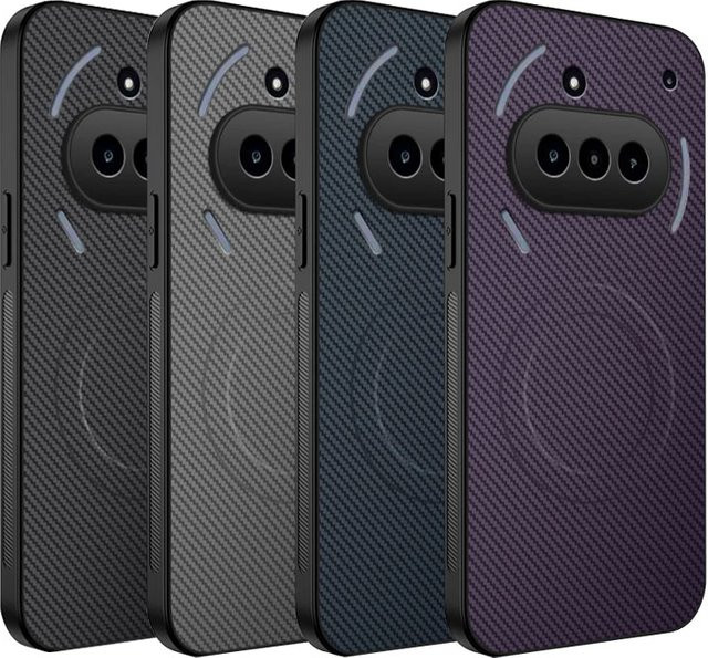 Magnetische Schutzhülle mit Kohlefaser-Textur für Nothing Phone 3A Pro in Purple, matt und stoßfest mit weichem Rahmen für MagSafe Kompatibilität - Bild 1