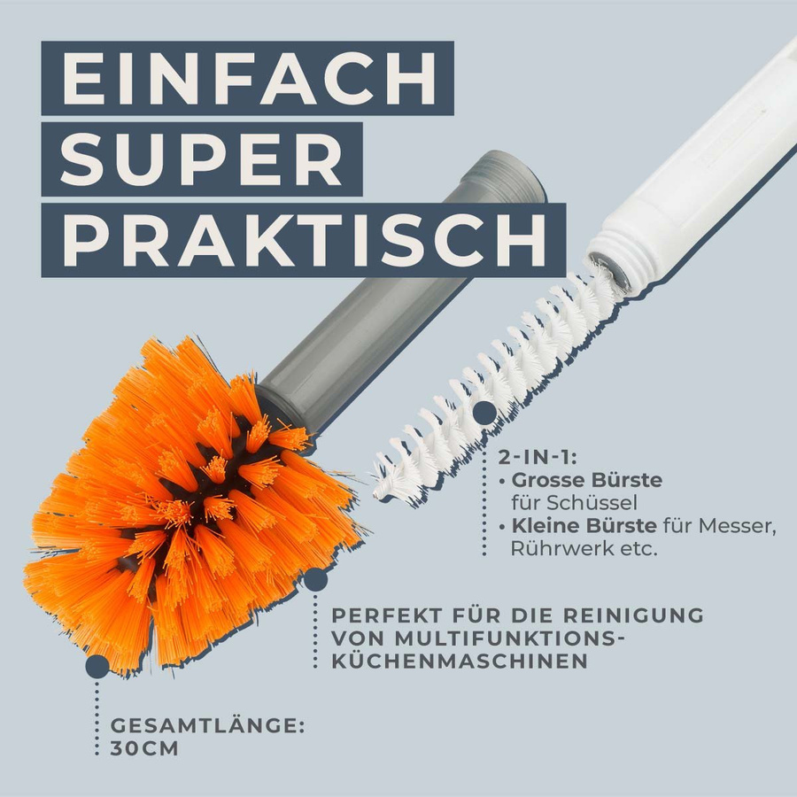 Fackelmann 2in1 Reinigungsbürste für Küchenmaschinen in Orange - Bild 2