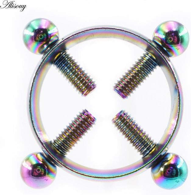 Alisouy Nippelring, chirurgischer Edelstahl 316L, bunt, Unisex - Bild 1