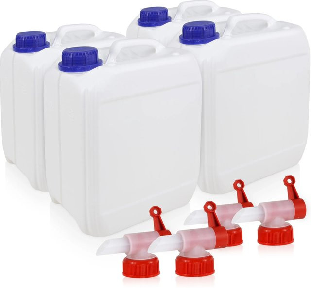 Höfer Chemie Kunststoff Kanister Set für Camping und Freizeit, 4 x 5 l, Weiß, BPA-frei - Bild 1