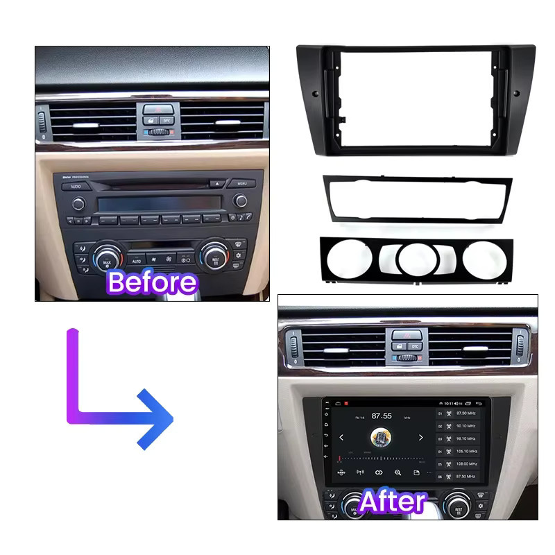 NAVIFANS 9-Zoll Autoradio Faszienrahmen Adapter für Toyota RAV4 2005–2013 mit Android 2 DIN Montage Set und Netzkabel-Kabel-Set in Schwarz - Bild 4