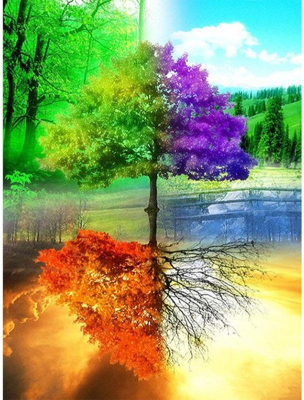 FIYO Diamond Painting Landschaft Mosaik Set mit 5D Diamant Stickerei, Mehrfarbig, B x H: 30 x 20 cm - Bild 1
