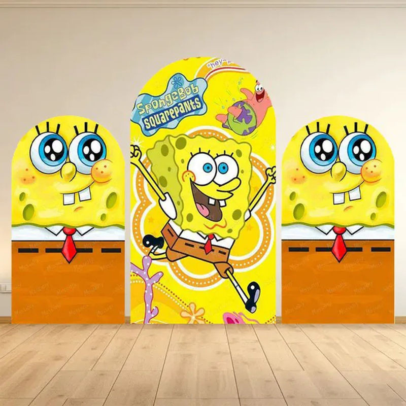 Potdemiel Spongebob Thema Partydeko Ananas-Haus Hintergrundabdeckung in Gelb für Kindergeburtstage und Fotostudios B/H: 120 x 50 cm - Bild 1