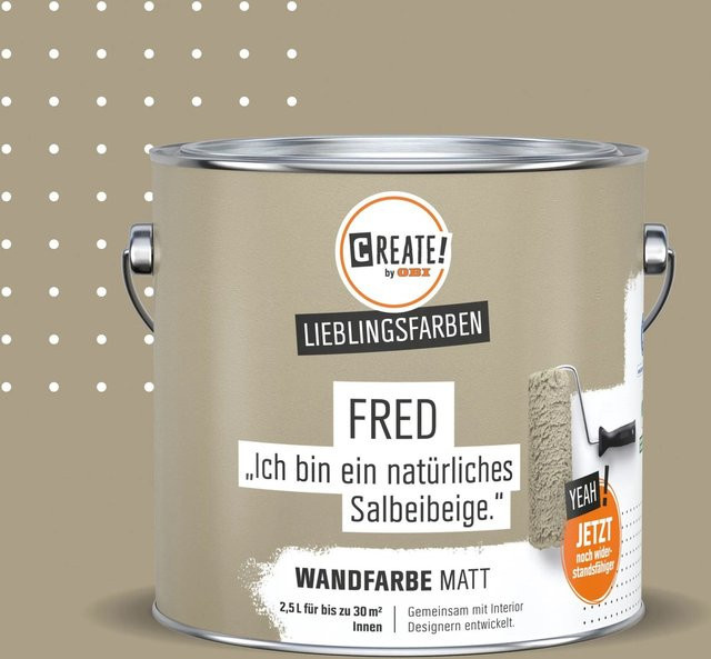 CREATE! by OBI Wandfarbe Lieblingsfarbe Fred Salbeibeige Matt 2,5 l - Bild 1