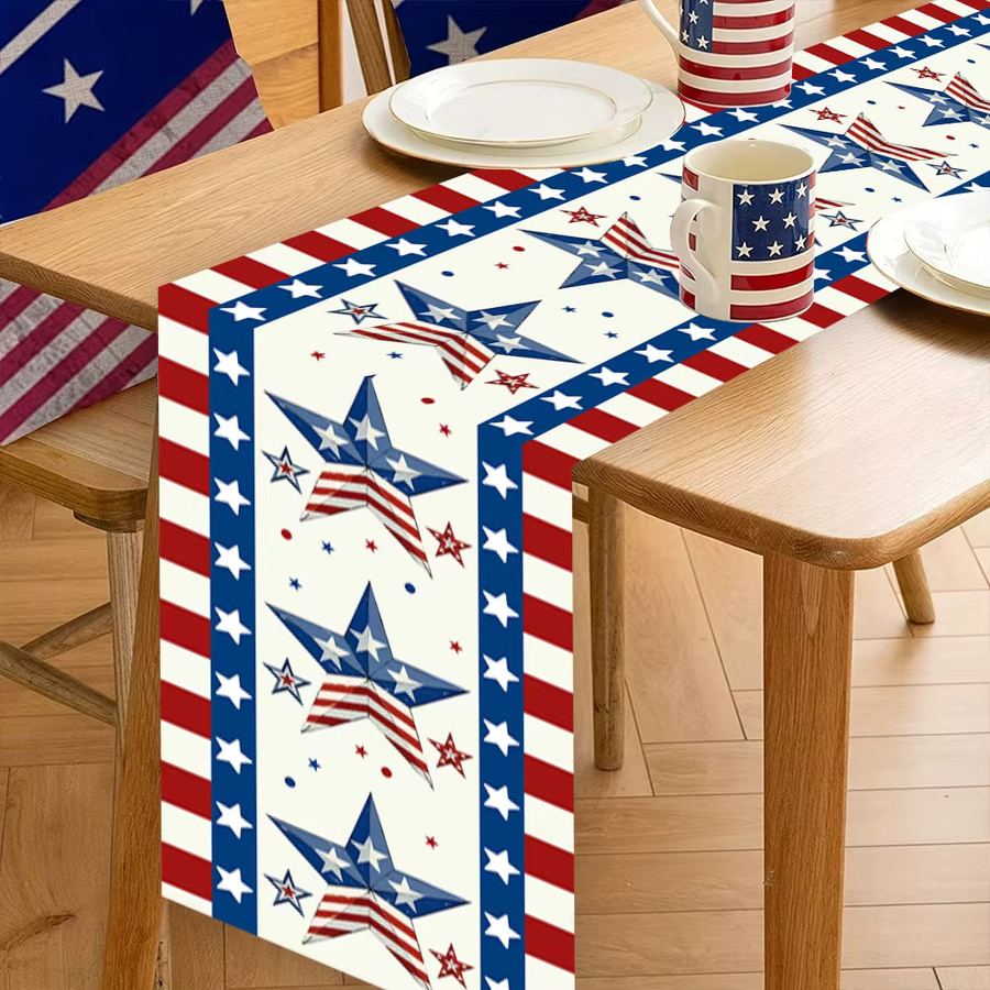 AFYPRTY Tischläufer mit amerikanischer Flagge und Sternen aus Polyester, Mehrfarbig, B: 180 cm, T: 35 cm - Bild 4