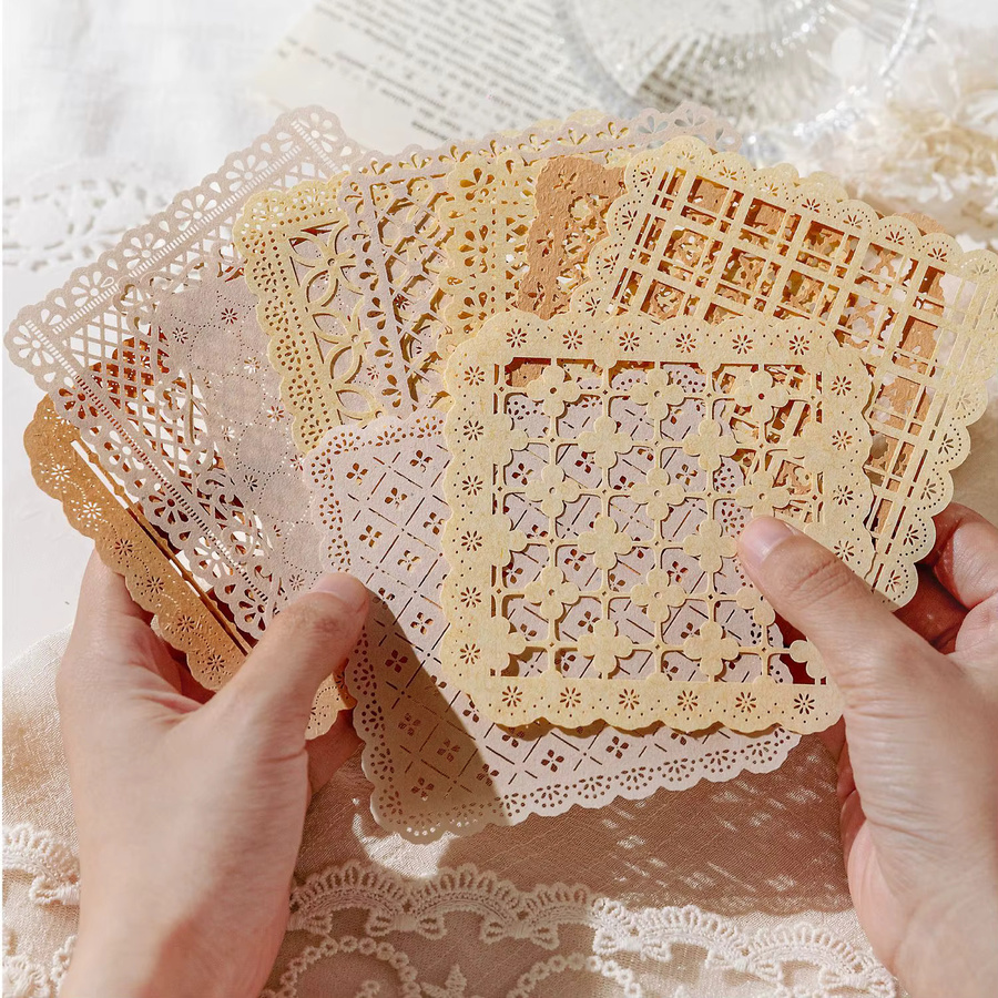 10 Stück Hollow Lace DIY Collage Sticker für Scrapbooking und Journaling aus Papier - Bild 1