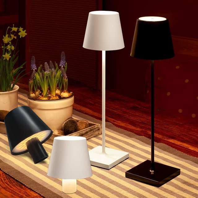 ATcomm Dimmbare LED Tischlampe mit Touch-Funktion, kabellose USB-Aufladung, Weiß oder Schwarz - Bild 1