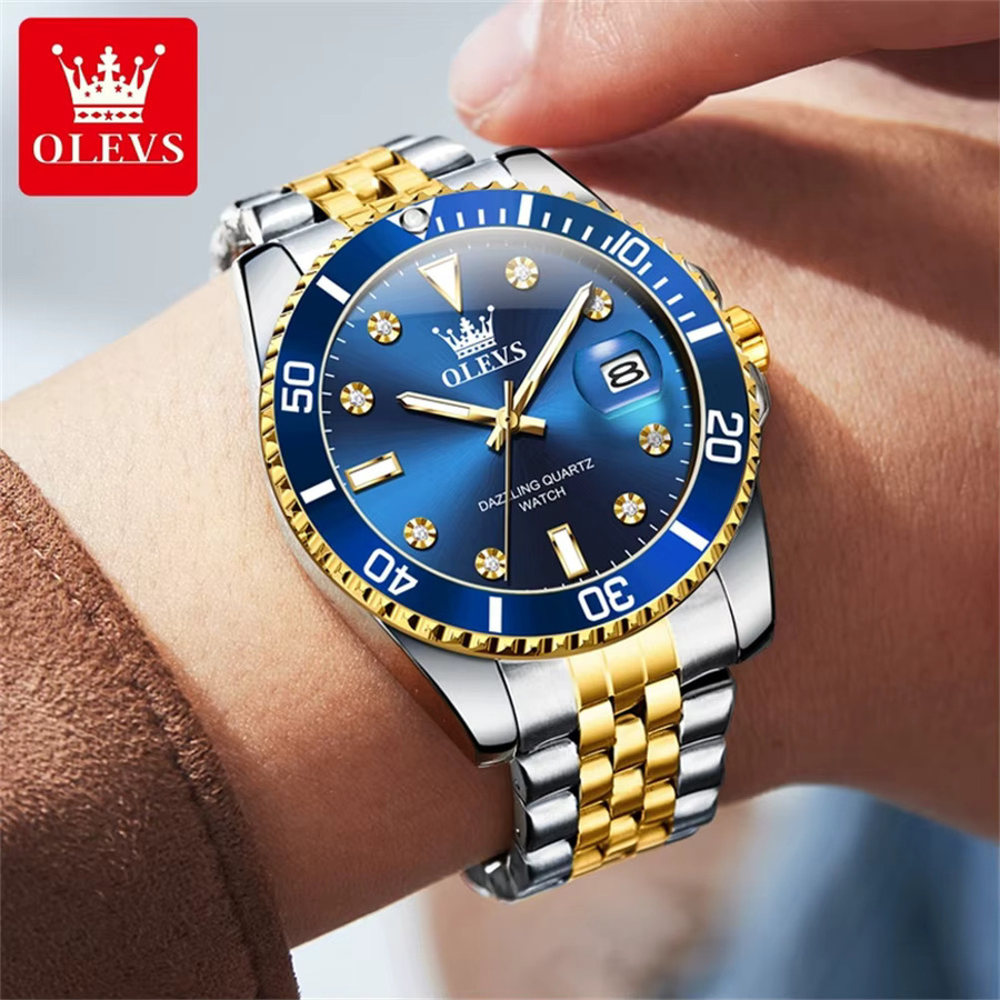 OLEVS Armbanduhr, Quarz, Edelstahl, Blau, Herren - Bild 4