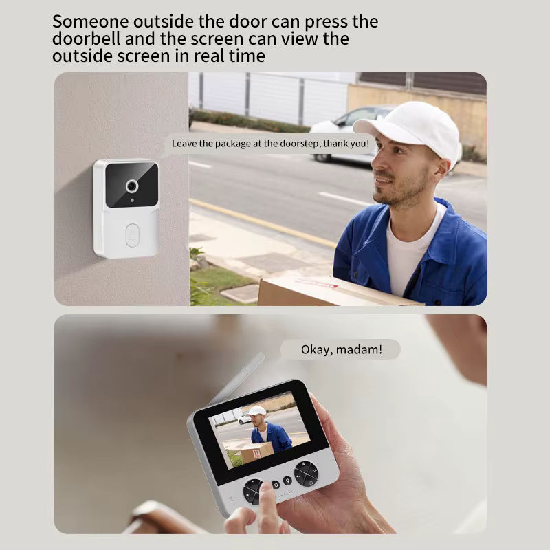 DANMINI Video-Türklingel mit 4,3-Zoll-Display, Zwei-Wege-Audio und Infrarot-Nachtsicht für Innen- und Außenbereich in Schwarz oder Weiß - Bild 4