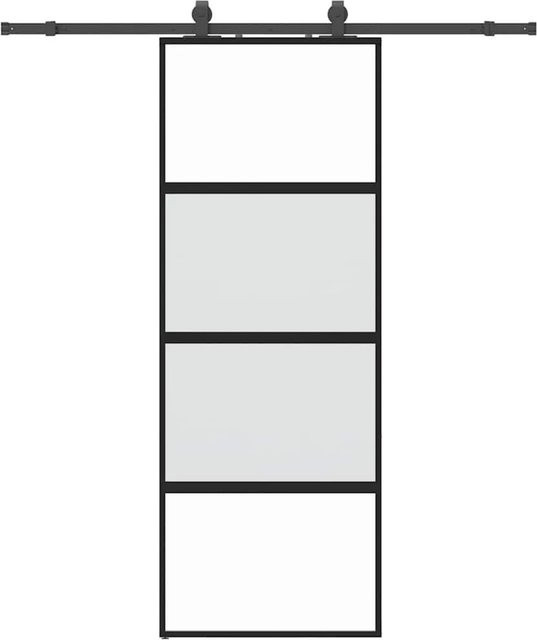 vidaXL Schiebetür aus Hartglas mit Beschlag in Schwarz, Breite: 76 cm, Höhe: 205 cm - Bild 1