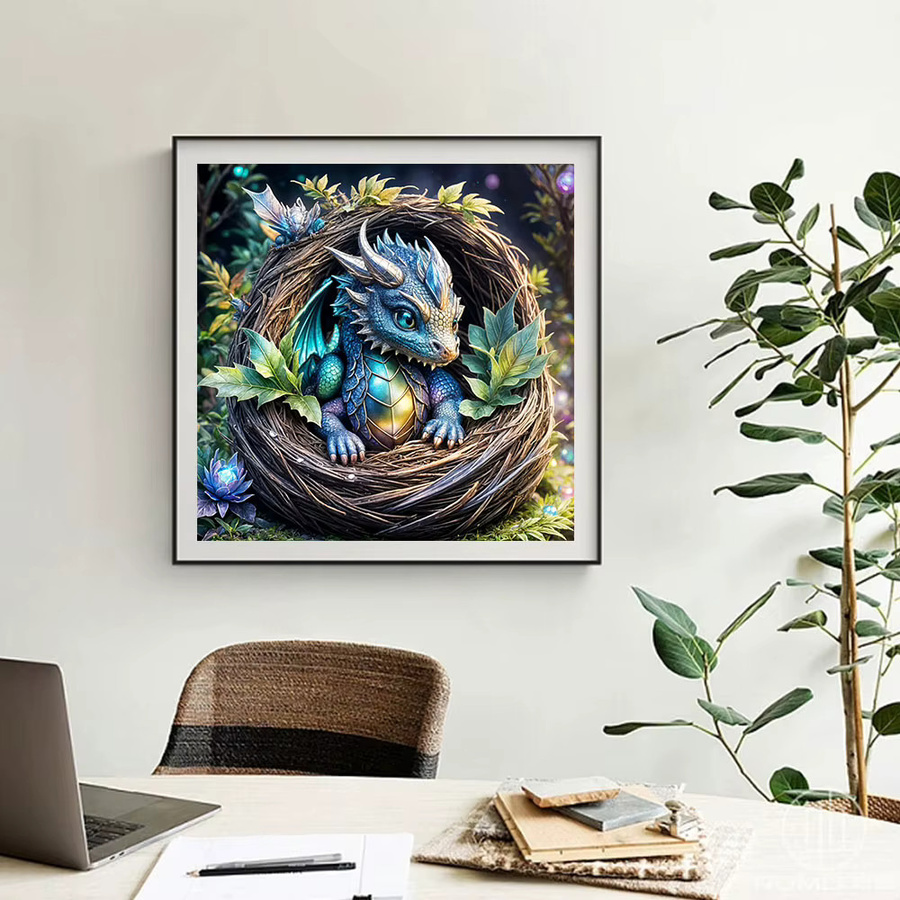 Huacan Diamond Painting Set, Drachen-Wald-Motiv, Diamant-Stickerei - Bild 3