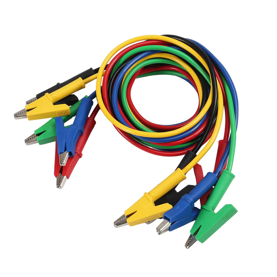 AOKIN 5er Set Krokodilklemmen Messleitungen mit Isolatoren aus Kupfer in Multicolor - Bild 2