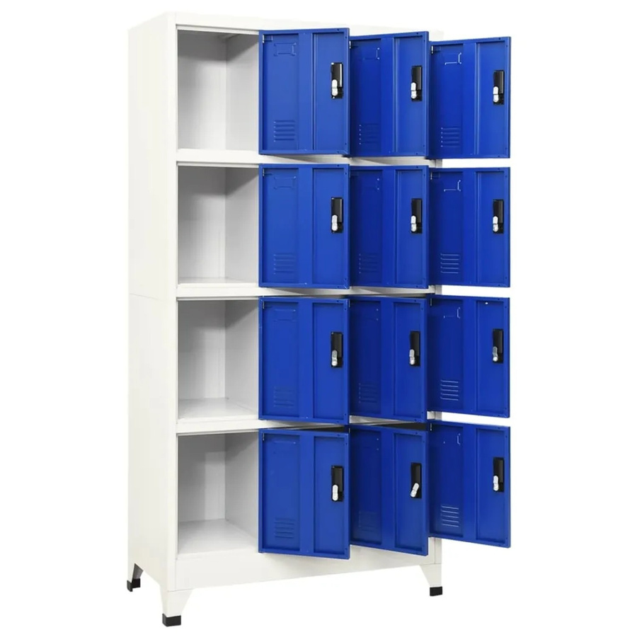 vidaXL Schließfachschrank aus Metall in Grau und Blau mit Schloss und verstellbaren Regalböden, B/T/H: 90 x 45 x 180 cm - Bild 2