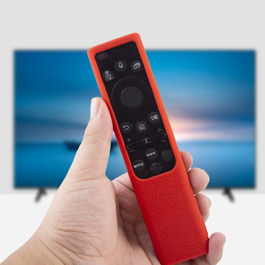 Silikon Schutzhülle mit Litschi Muster für Samsung Solar Fernbedienung BN59-01385 und 01358d in Rot, leuchtend und stoßfest - Bild 3