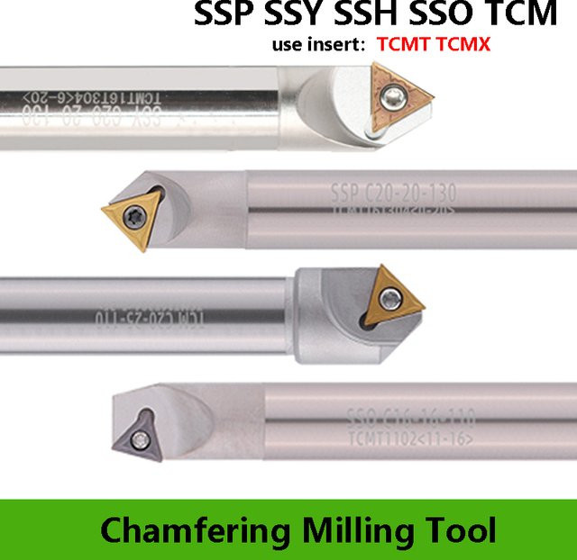 LIHAOPING CNC Anfasswerkzeuge für Drehmaschinen und Fräsen, Maschinenschneider Einsätze in Silber, Typ TCM C16-16-110 mit 15, 30, 45 und 60 Grad Winkel - Bild 1
