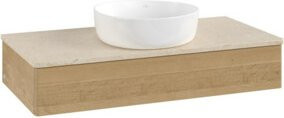 V&B Waschtischunterschrank Antao mit Beleuchtung ohne Frontstruktur, Farbe Honey Oak, B/T/H: 100 x 50 x 19 cm - Bild 1