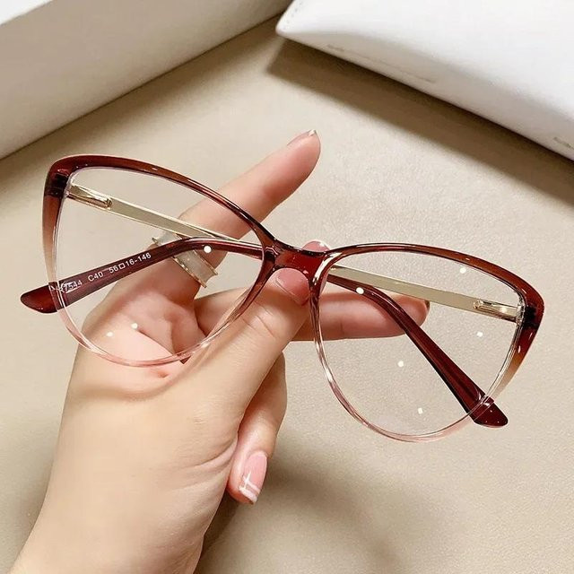 Korrektionsbrille Cat-Eye, Tr90, Vollrand, transparent-brown, Unisex - Bild 1