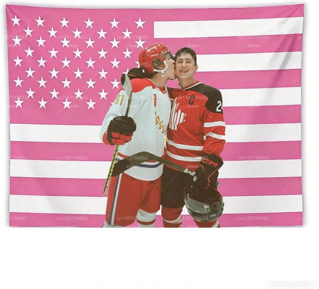 JMG Household Supplies Wandteppich Heiß umkämpfte Rivalität Hockey Ilya & Shane mit Amerikanischer Flagge, B/H: 60 x 40 cm - Bild 1