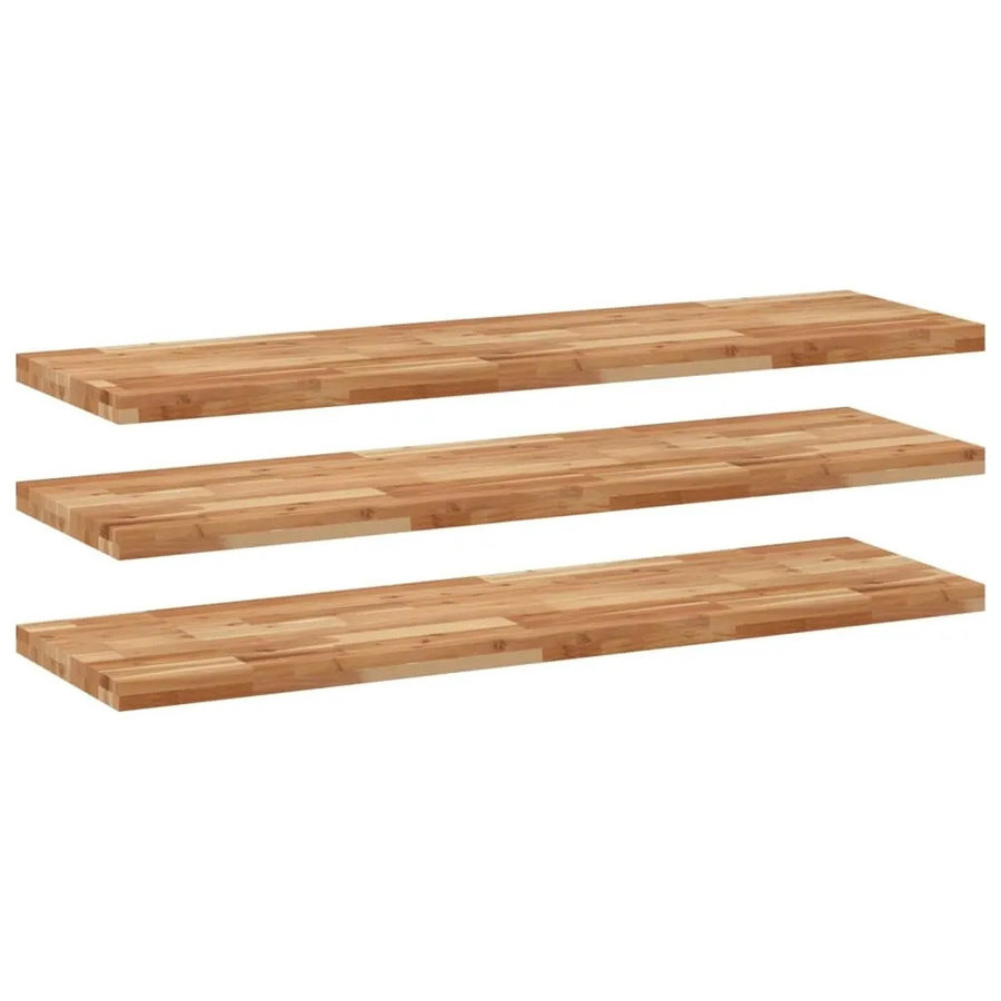 vidaXL Schweberegale Set aus 3 Stück aus Akazien-Massivholz, braun, B/T/H: 120 x 40 x 4 cm - Bild 2
