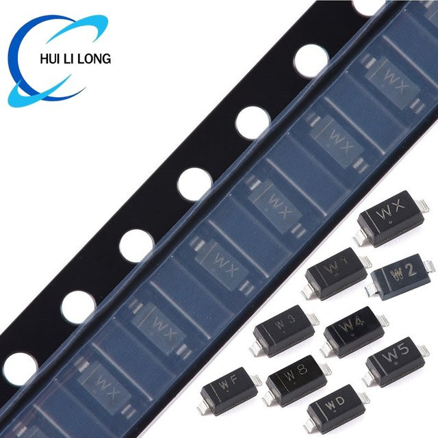 100 Stück SMD Zenerdiode BZT52 Serie in Schwarz, Gehäuse SOD-123 - Bild 1