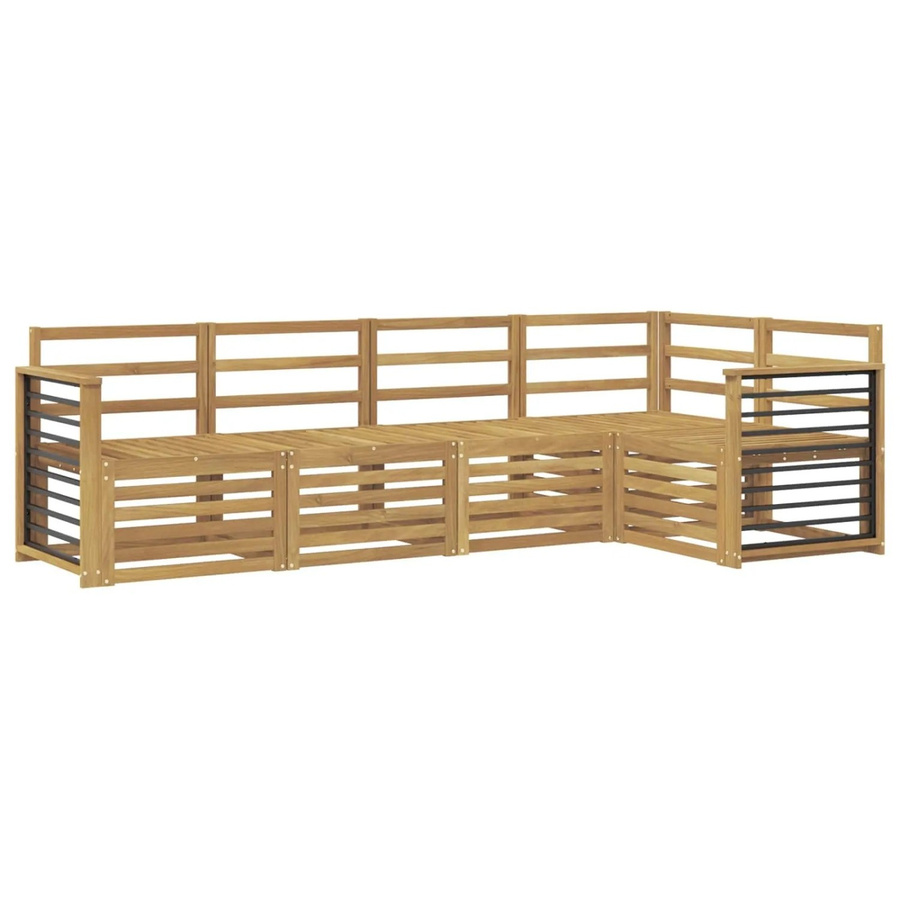 vidaXL Outdoor-Sofagarnitur 5-teilig aus Akazienholz in Weiß, L-Form mit Latten-Design, B/T/H: 247 x 128,5 x 73 cm - Bild 2