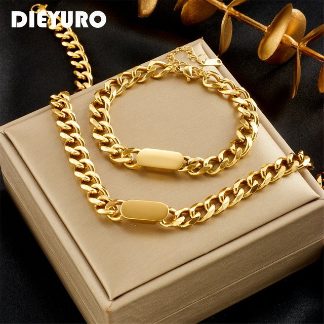 DIEYURO Schmuck Set, Edelstahl, Bicolor, Damen - Bild 1