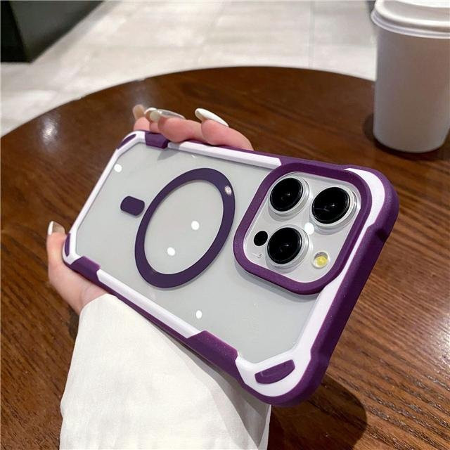 Apple iPhone 15 Pro Max Silikonhülle mit MagSafe Magnetfunktion in Transparent und Purple - Bild 1