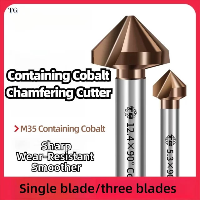 TGGJ TG HSS M35 Fasenschneider Senker Set mit 3 Klingen für 90 Grad, Durchmesser 4,5–60 mm - Bild 1