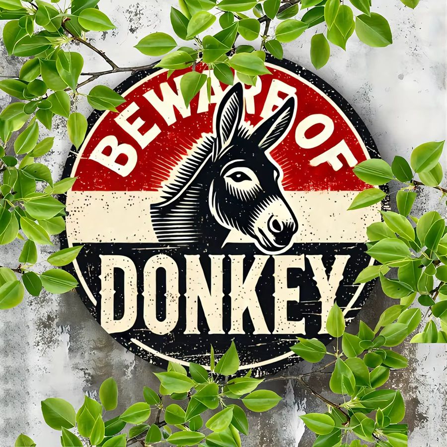 Dekorativer runder Wandkranz Beware of Donkeys von Potdemiel aus Aluminium im Vintage-Stil, Durchmesser: 20 cm - Bild 6
