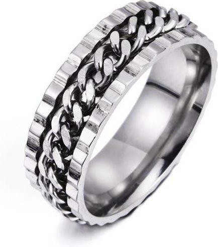 Spinner drehbare Kettenringe, Edelstahl, Schwarz, Unisex - Bild 1