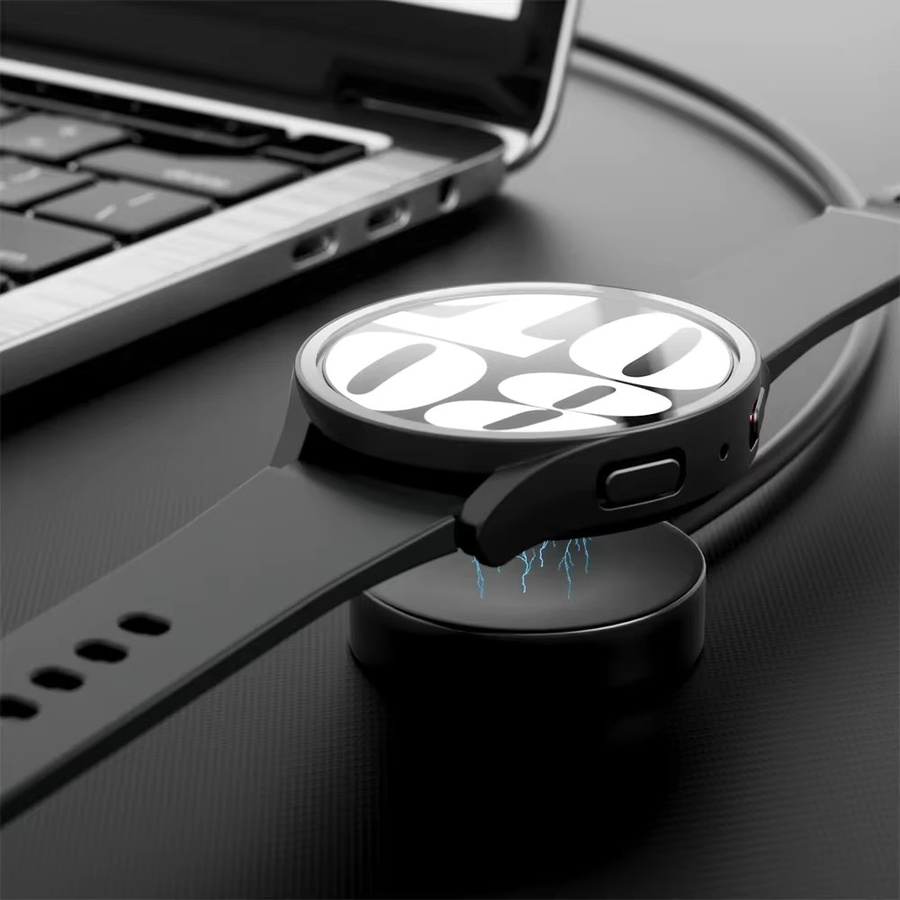 PEO Displayschutz für Samsung Galaxy Watch 7/6/5/4 und FE, Vollstoßstangen-Schutz aus gehärtetem Glas und PC-Gehäuse, Schwarz - Bild 4