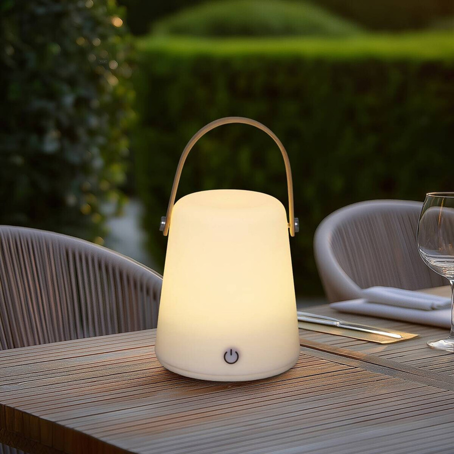 POCOline Isla LED-Tischleuchte aus Kunststoff und Bambus in Weiß, Höhe: 13,5 cm, Durchmesser: 12 cm - Bild 2