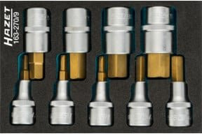 Hazet Steckschlüsseleinsatz-Set 163-270/9 mit 9 Werkzeugen, 1/2 Zoll Vierkant hohl, Innen-Sechskant Profil 5 bis 19, Farbe Silber - Bild 1