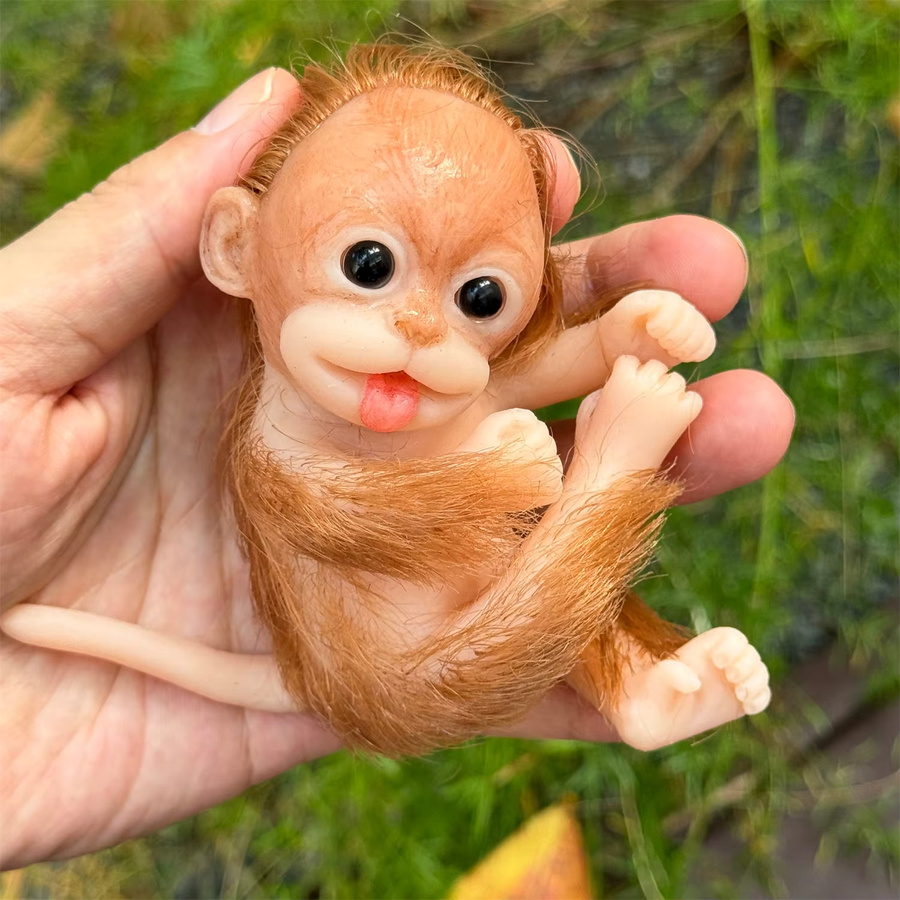 AnjoDoll Affen Reborn Puppen, Silikon, Braun, 6 Zoll - Bild 3