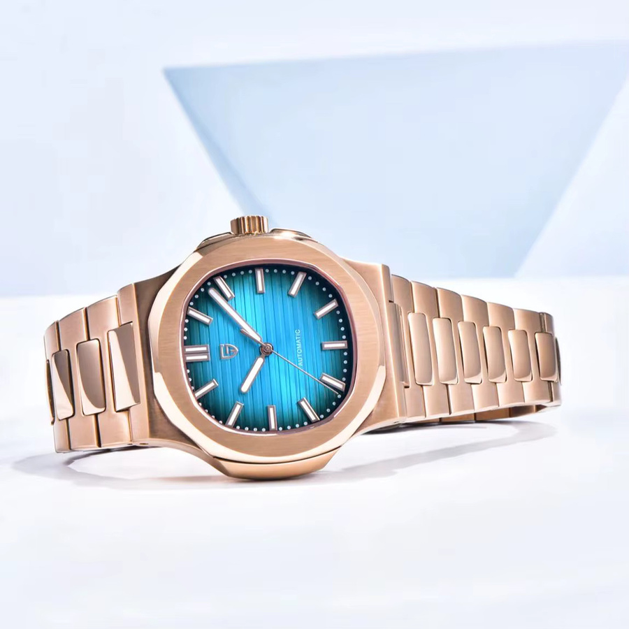 PAGANI DESIGN Armbanduhr, Automatik, Roségold, Blau, Edelstahl, 40 mm, Herren - Bild 4
